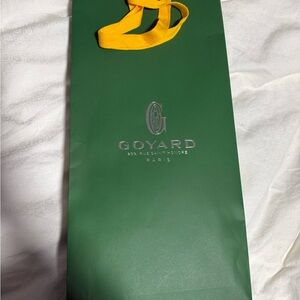 Goyard Green Gift Bag with Yellow Handles and Silver Logo